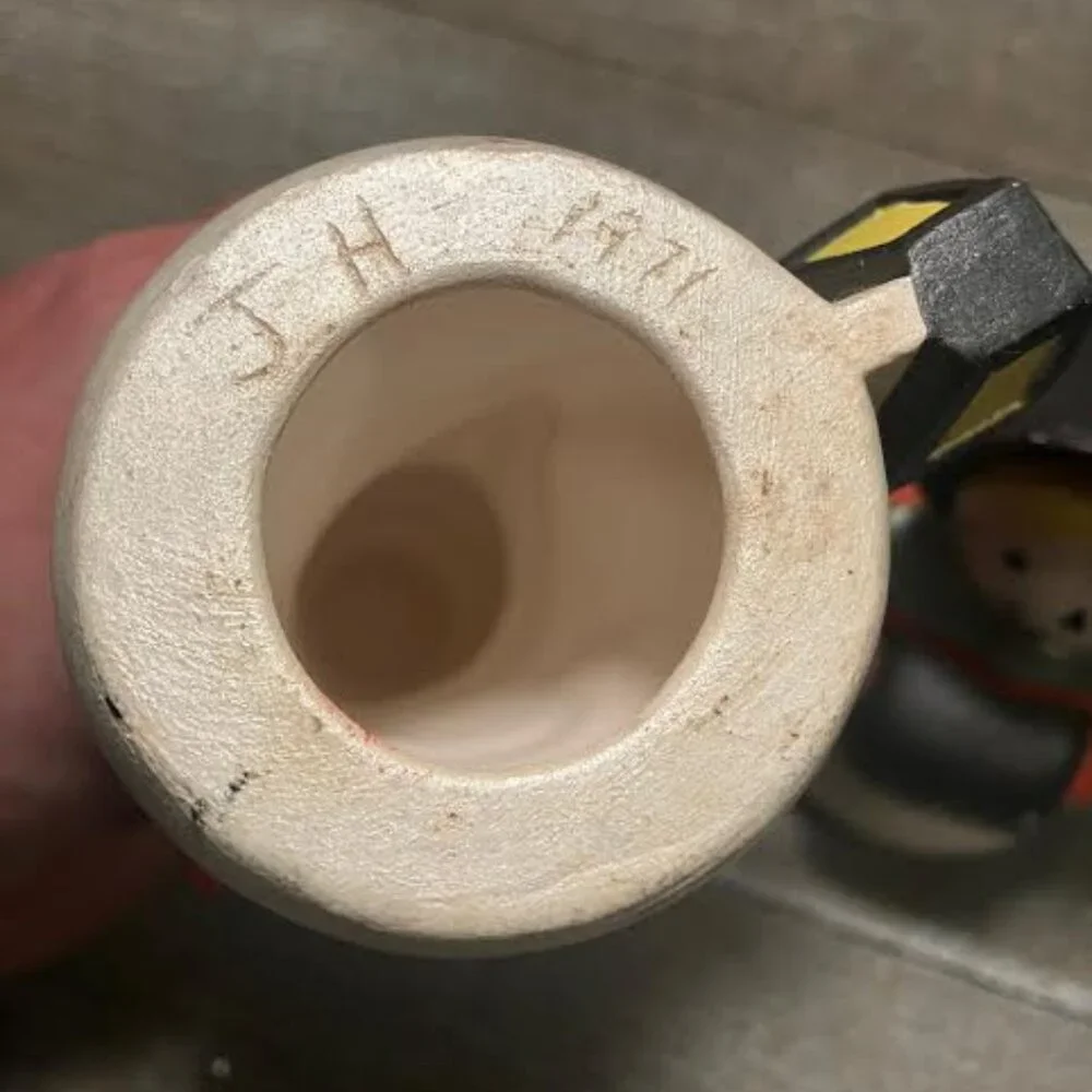 2 Vintage snow man holiday deco signed J.H. 1971 - Picture 2 of 3